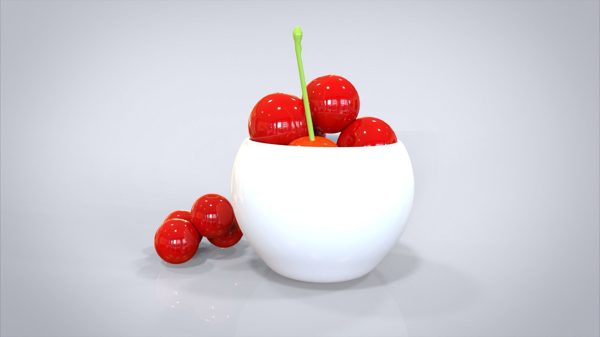 Bowl of Cherries 3D model Low-poly 3D model_8