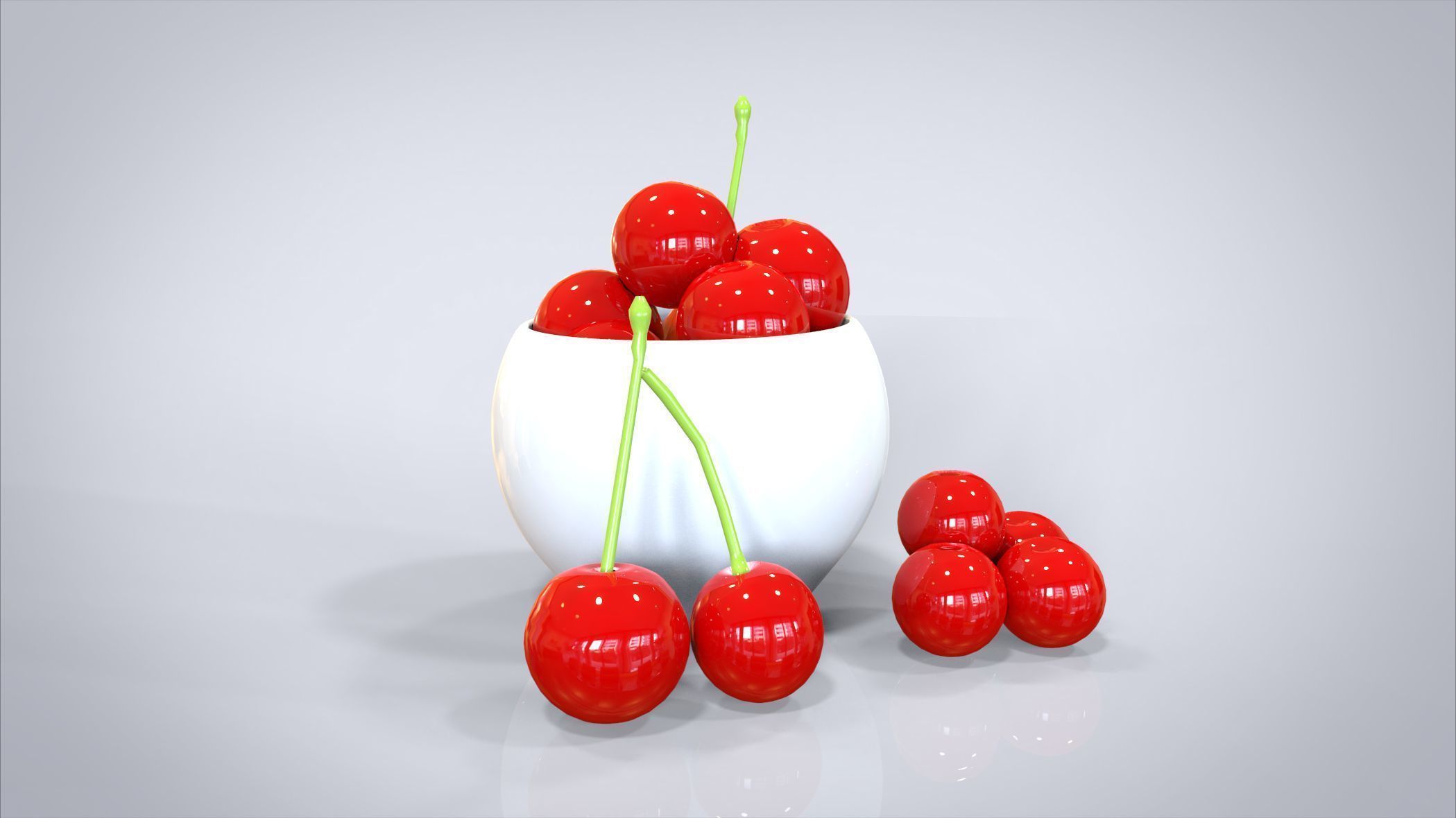 Bowl of Cherries 3D model Low-poly 3D model_17
