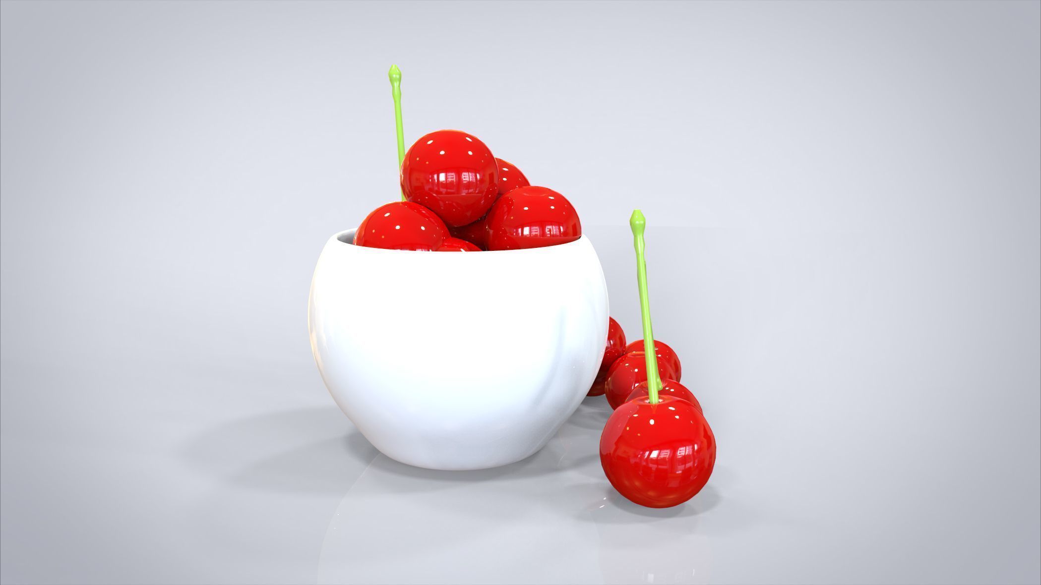 Bowl of Cherries 3D model Low-poly 3D model_14