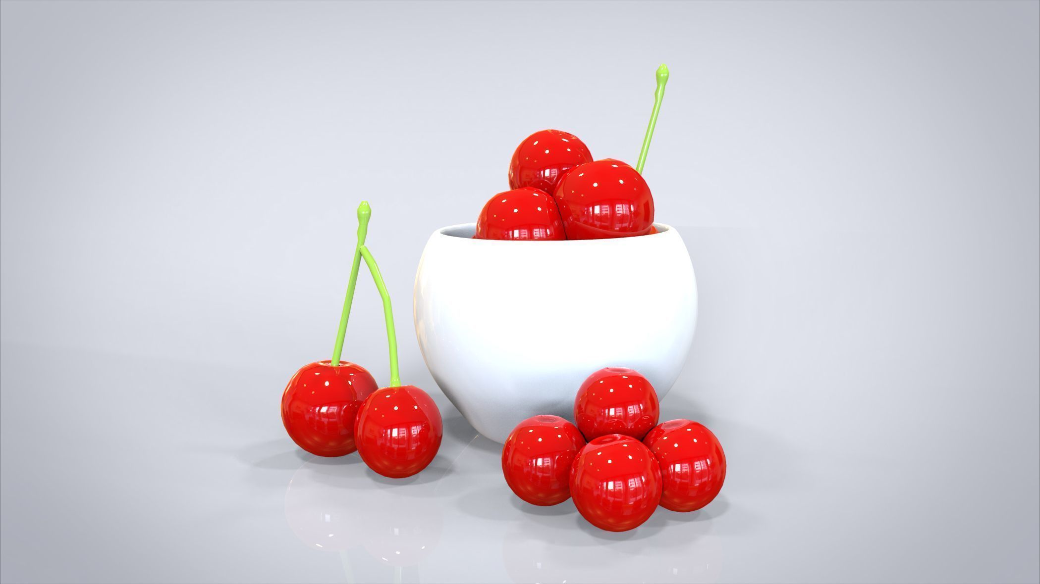 Bowl of Cherries 3D model Low-poly 3D model_2