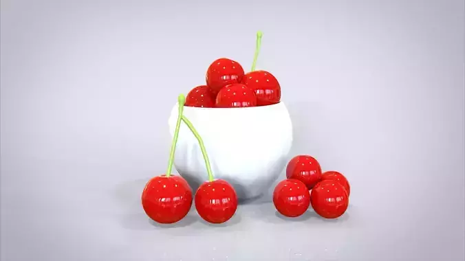 Bowl of Cherries 3D model Low-poly 3D model
