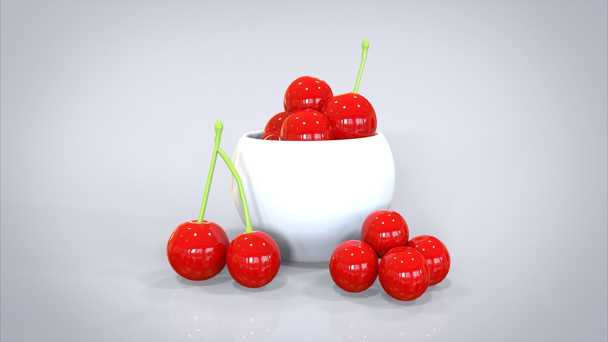 Bowl of Cherries 3D model Low-poly 3D model_1