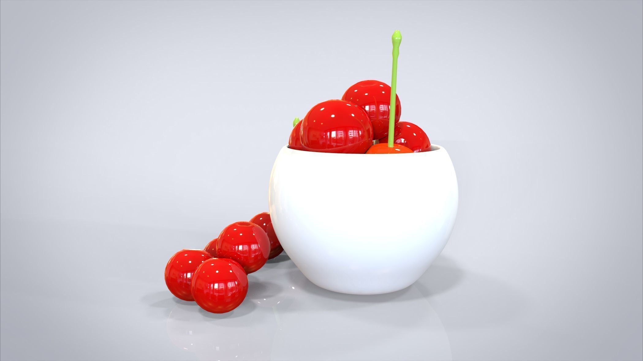 Bowl of Cherries 3D model Low-poly 3D model_6