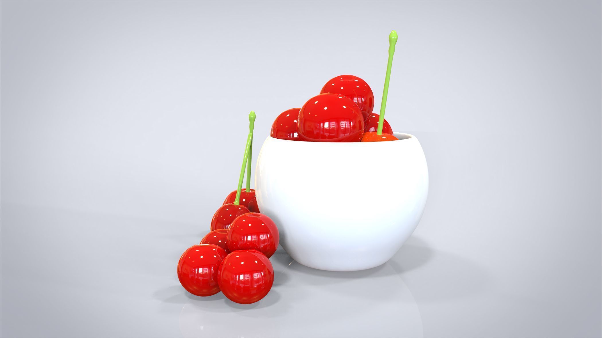 Bowl of Cherries 3D model Low-poly 3D model_5