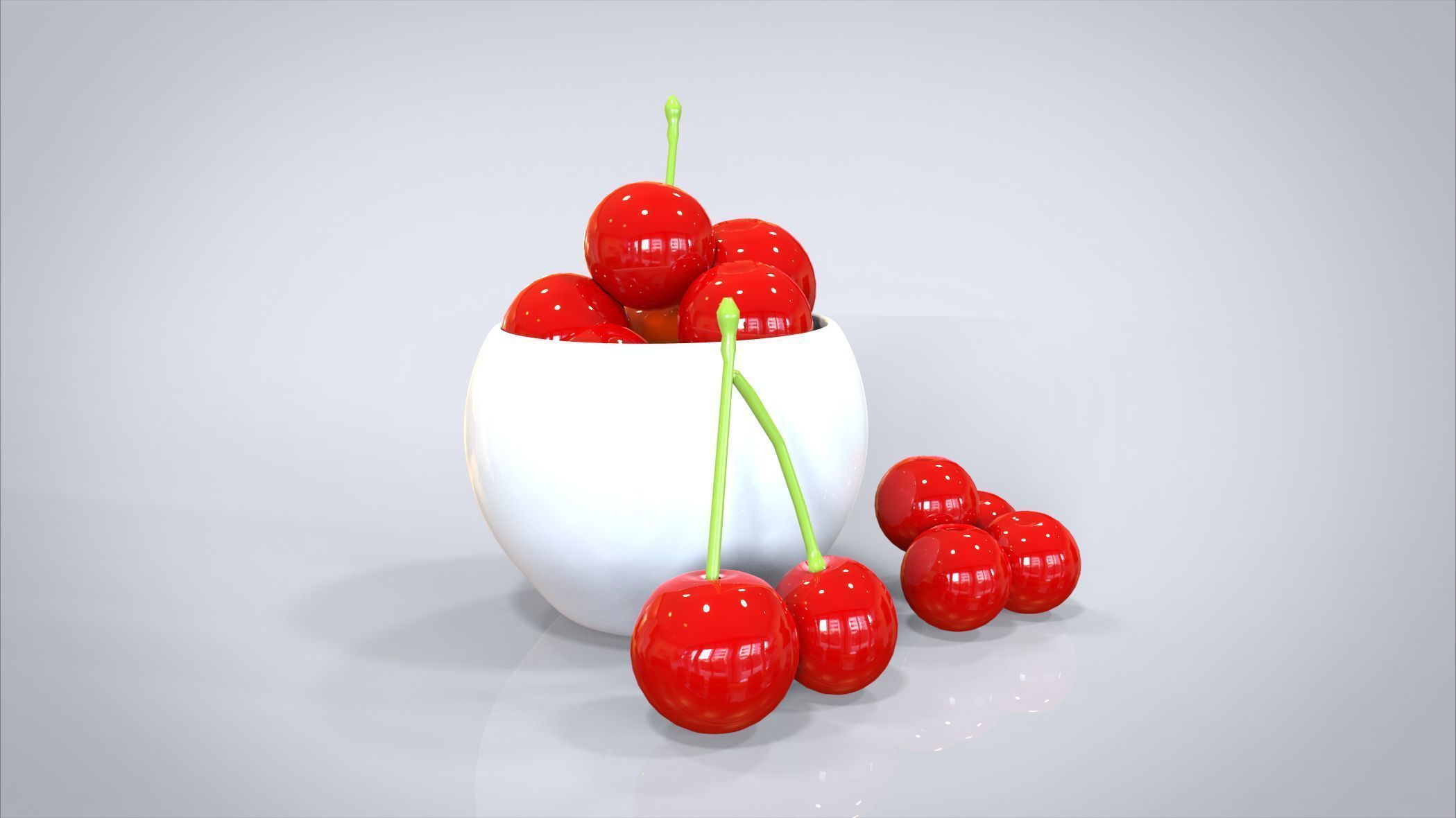 Bowl of Cherries 3D model Low-poly 3D model_16