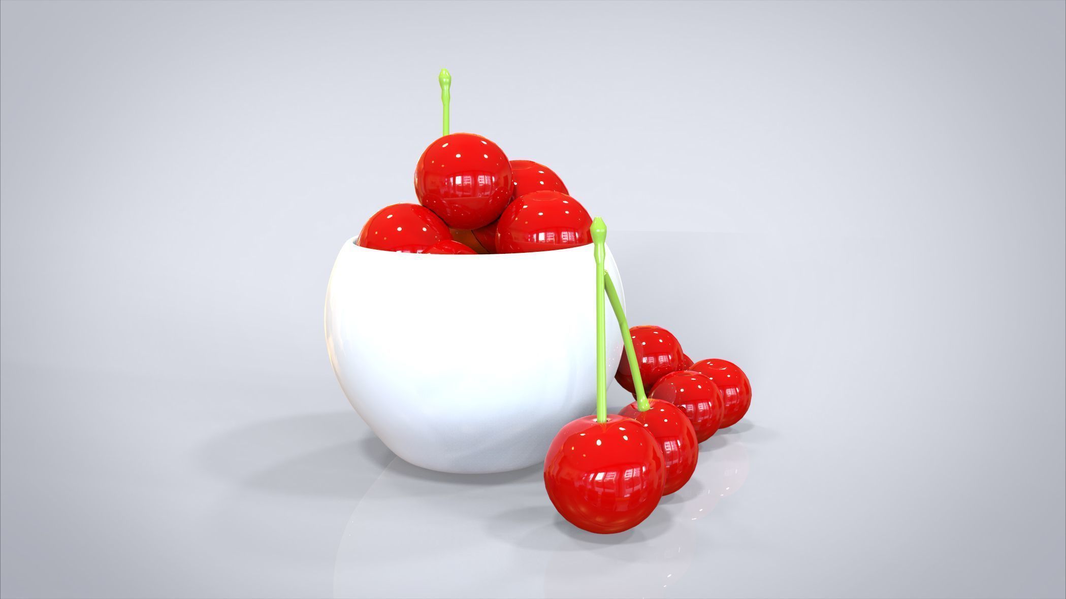 Bowl of Cherries 3D model Low-poly 3D model_15