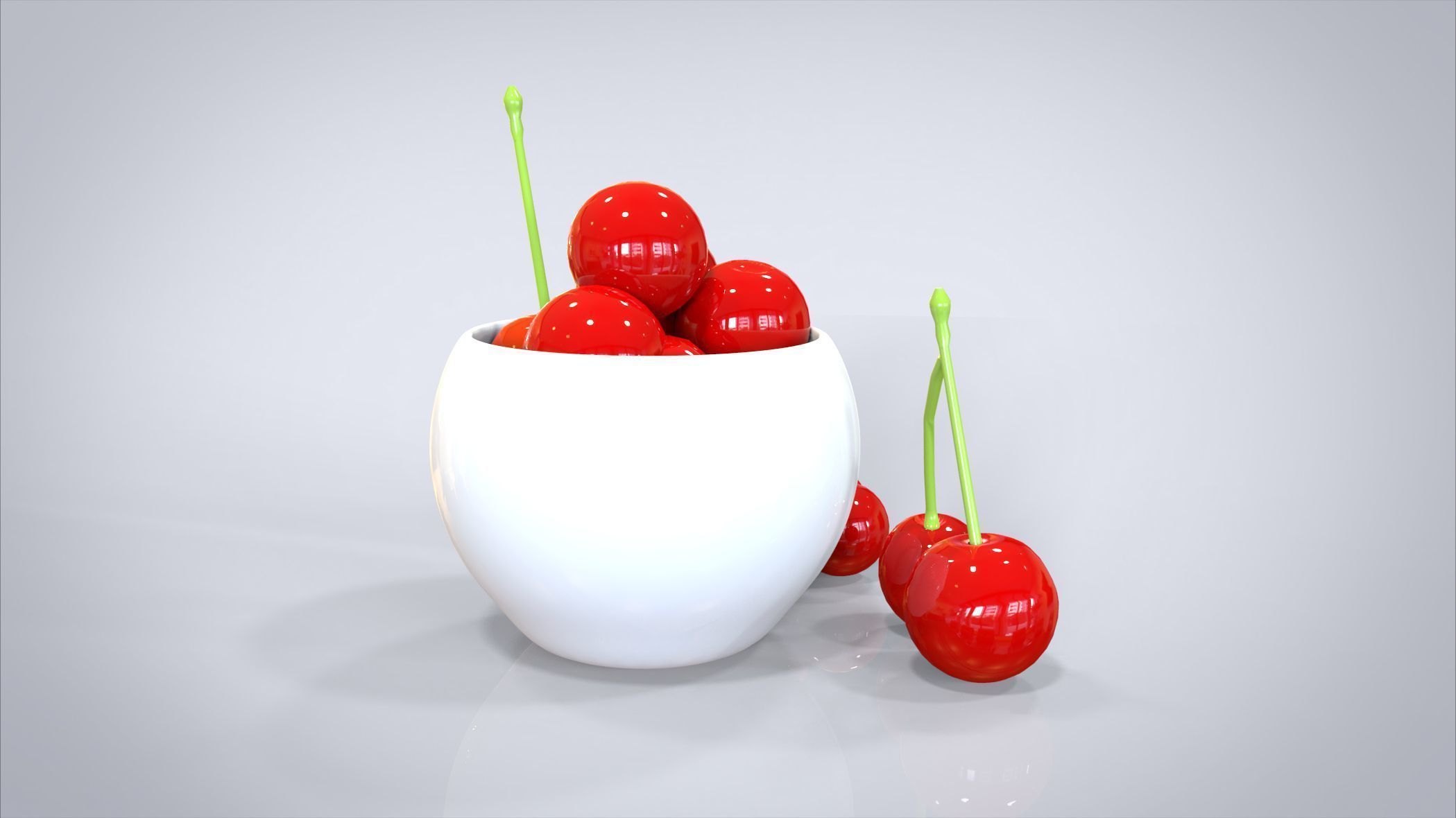 Bowl of Cherries 3D model Low-poly 3D model_13