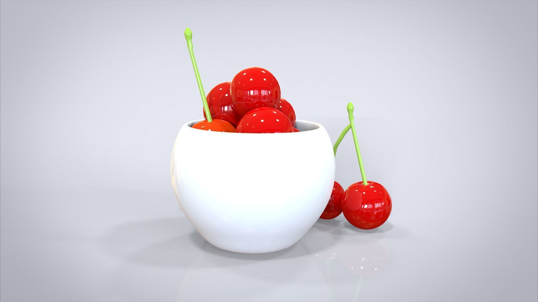 Bowl of Cherries 3D model Low-poly 3D model_11