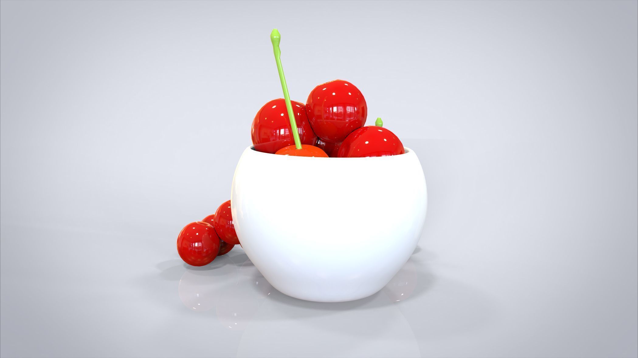 Bowl of Cherries 3D model Low-poly 3D model_9