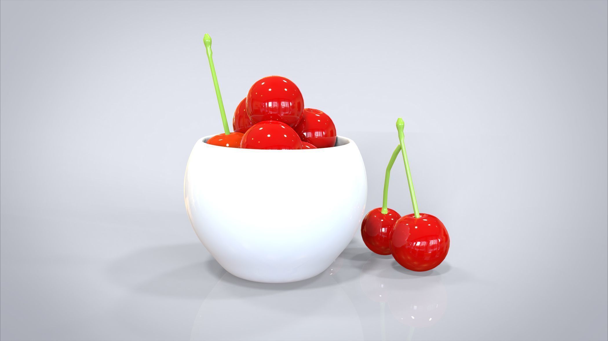 Bowl of Cherries 3D model Low-poly 3D model_12
