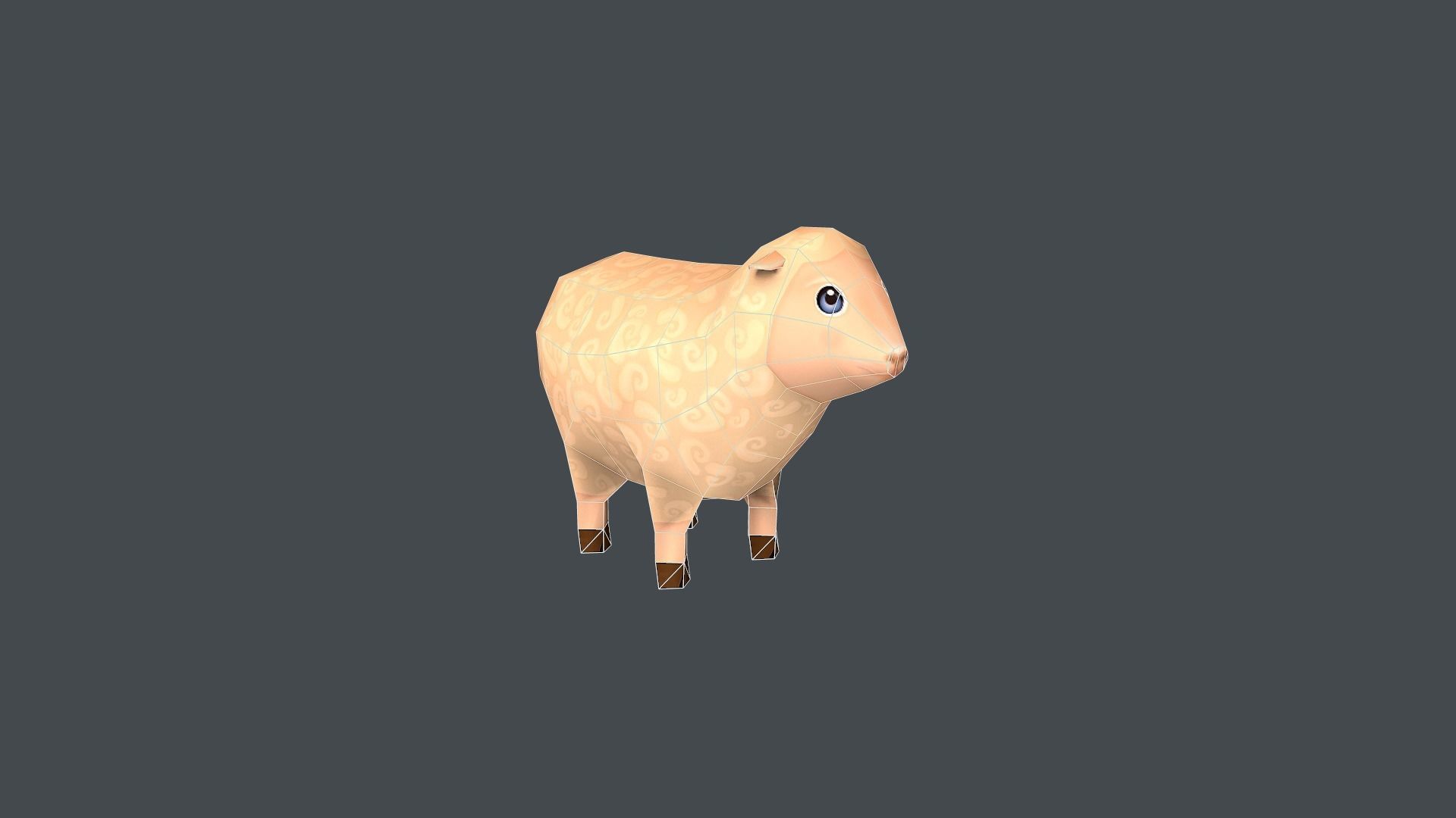 Mini Sheep Cartoon Low-poly 3D model_7