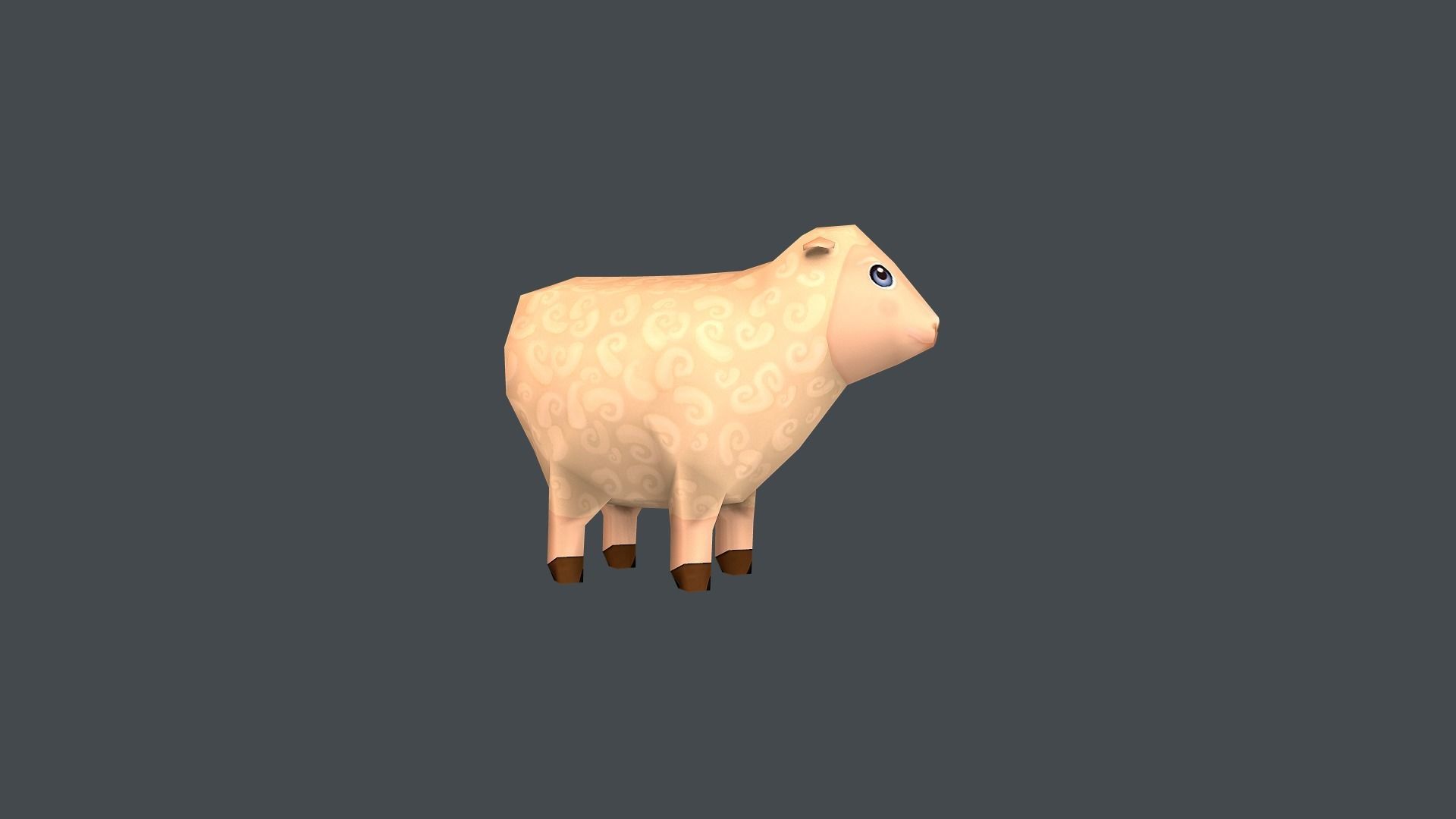 Mini Sheep Cartoon Low-poly 3D model_6
