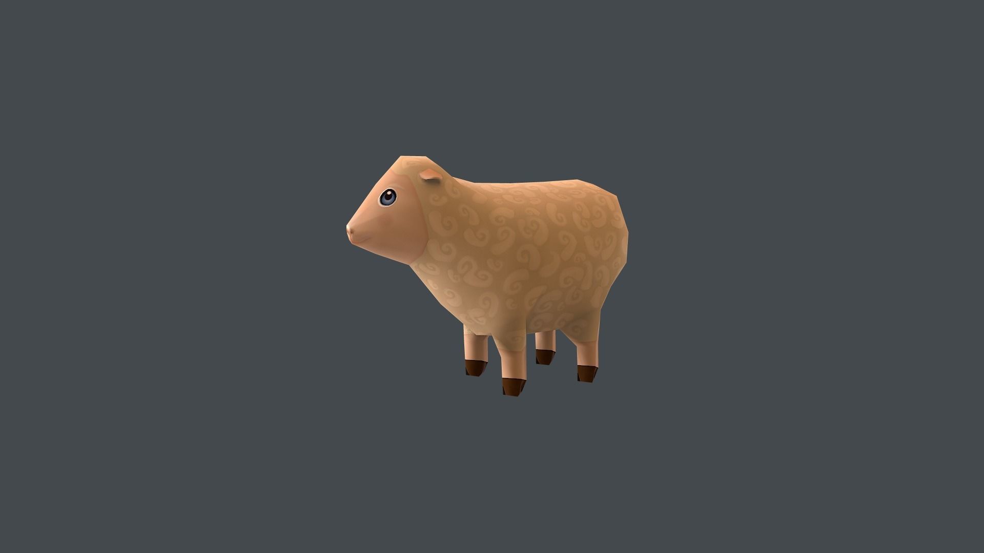 Mini Sheep Cartoon Low-poly 3D model_2
