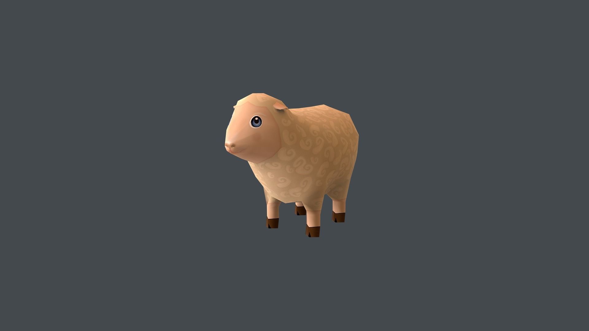 Mini Sheep Cartoon Low-poly 3D model_1