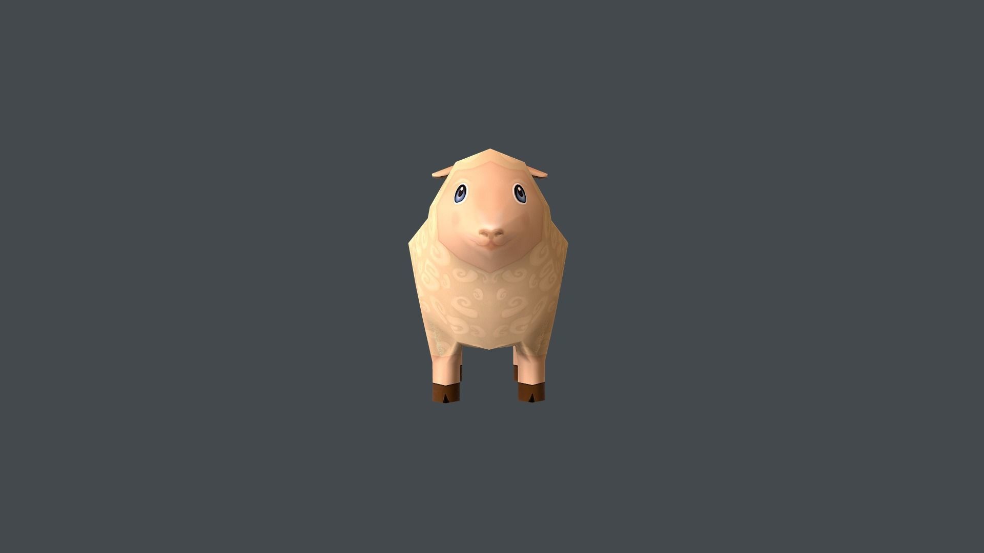 Mini Sheep Cartoon Low-poly 3D model_3
