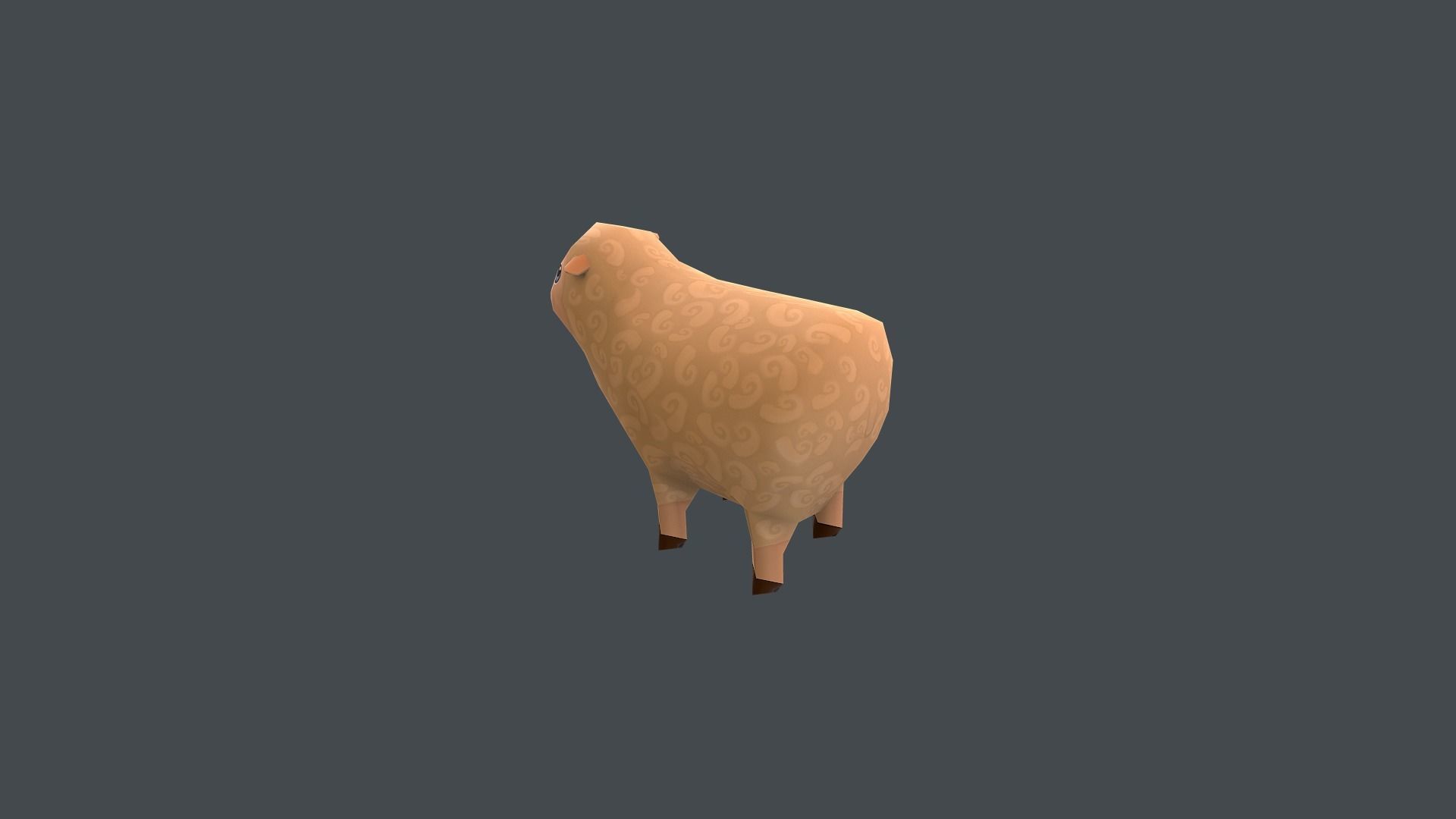 Mini Sheep Cartoon Low-poly 3D model_4