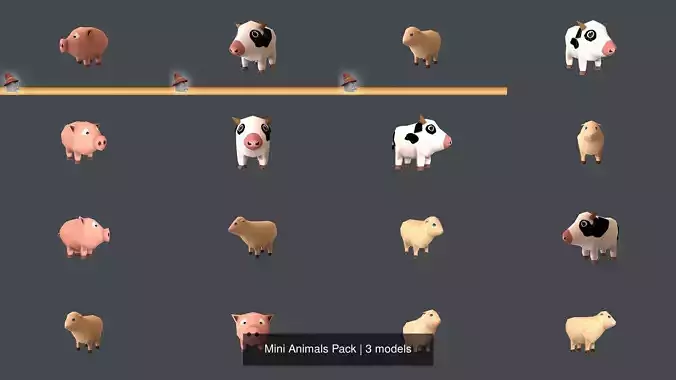 Mini Animals Pack 3D Model Collection