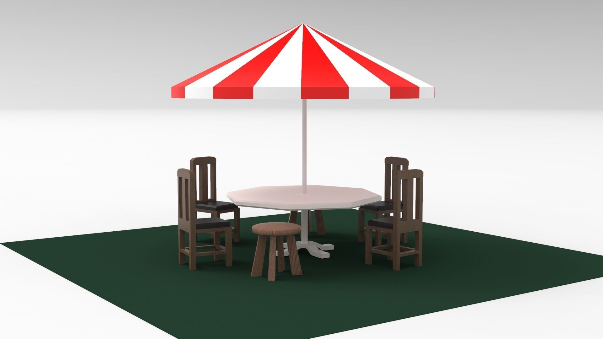 Beach umbrella and  seat 3D print model_4