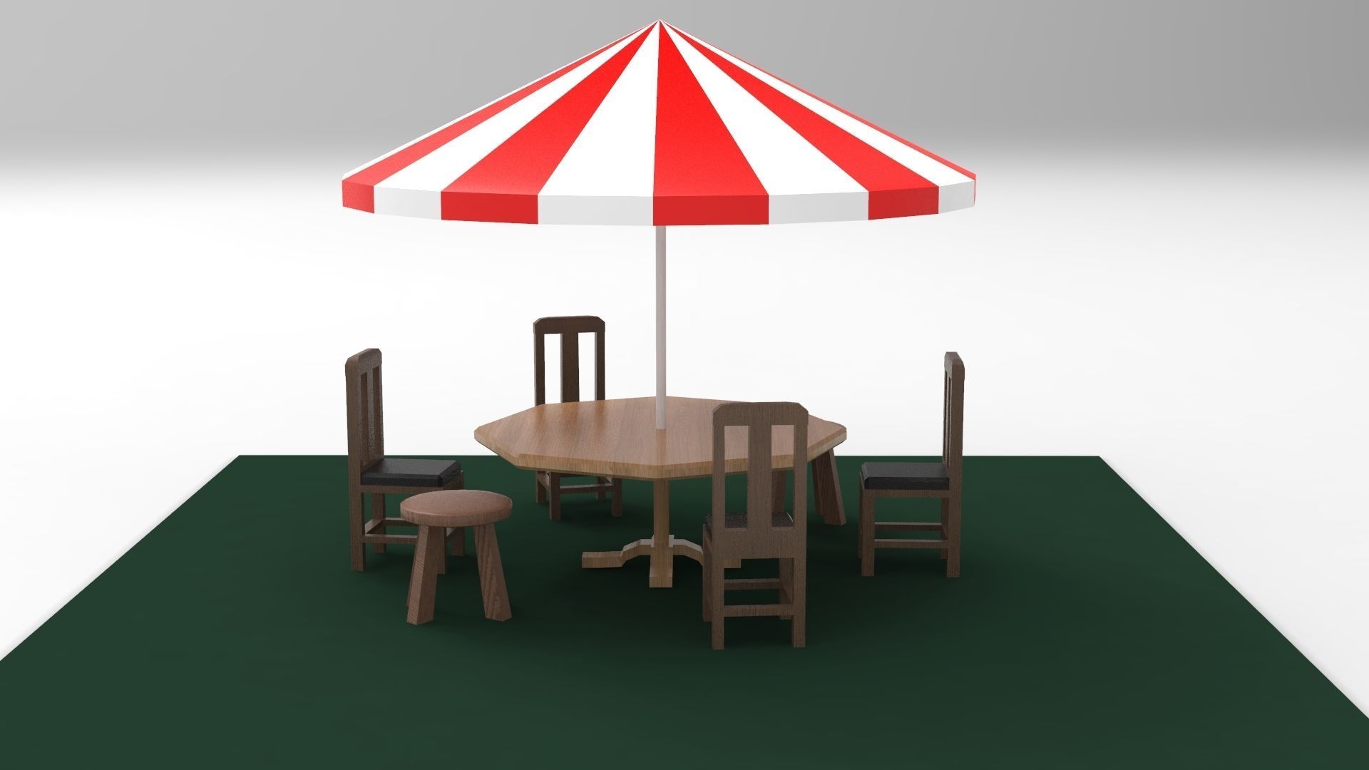 Beach umbrella and  seat 3D print model_5