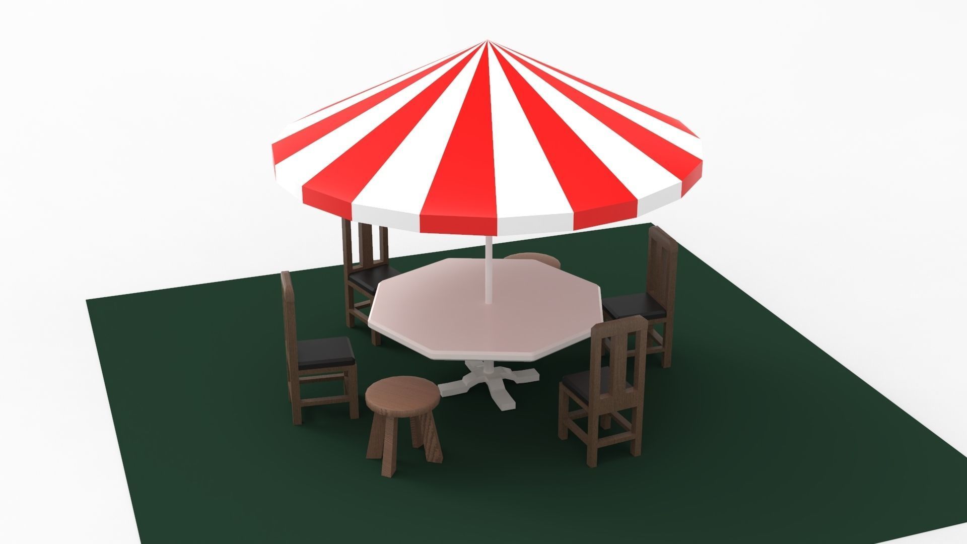 Beach umbrella and  seat 3D print model_3