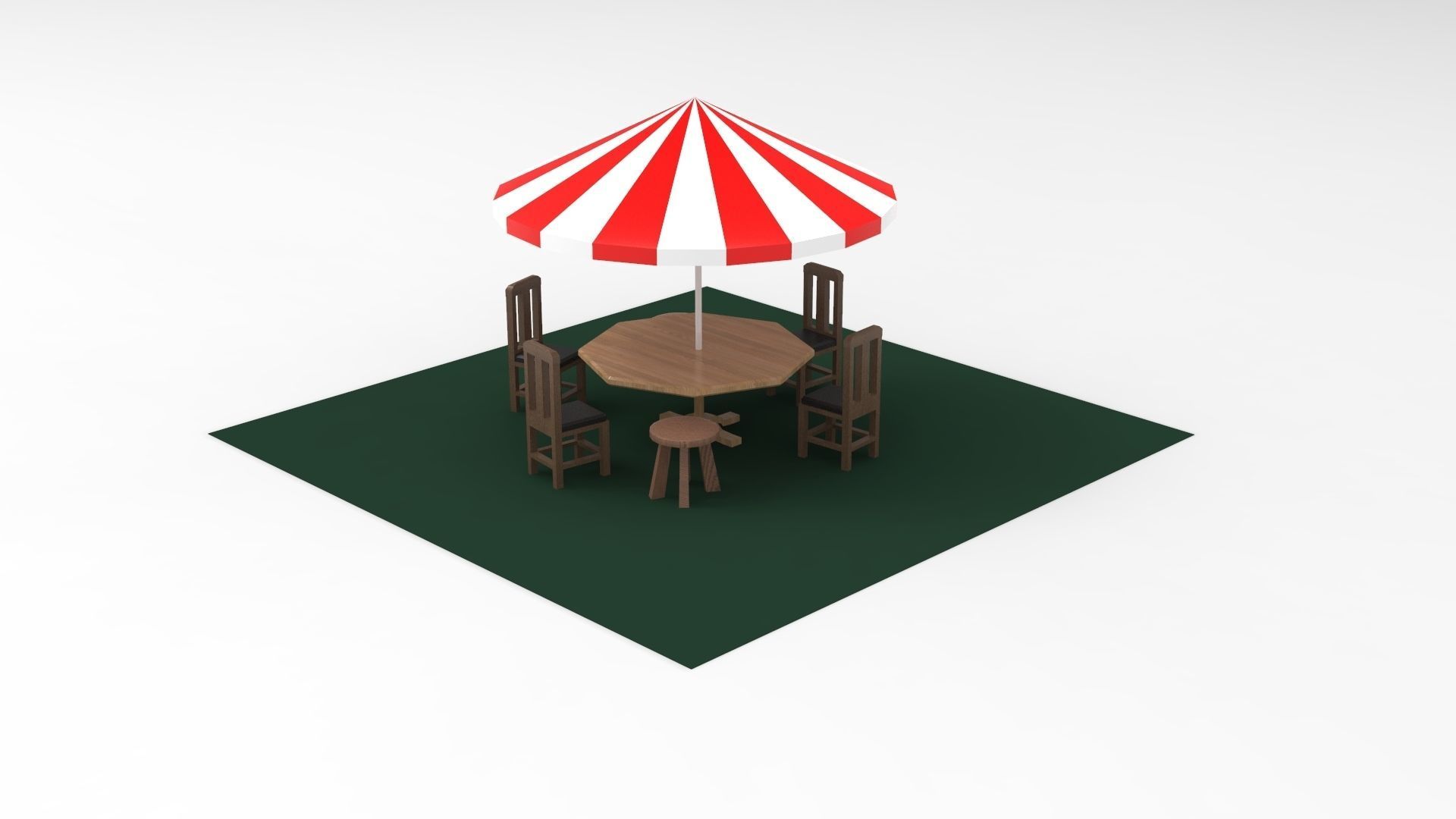 Beach umbrella and  seat 3D print model_1