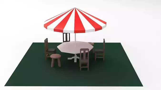 Beach umbrella and  seat 3D print model