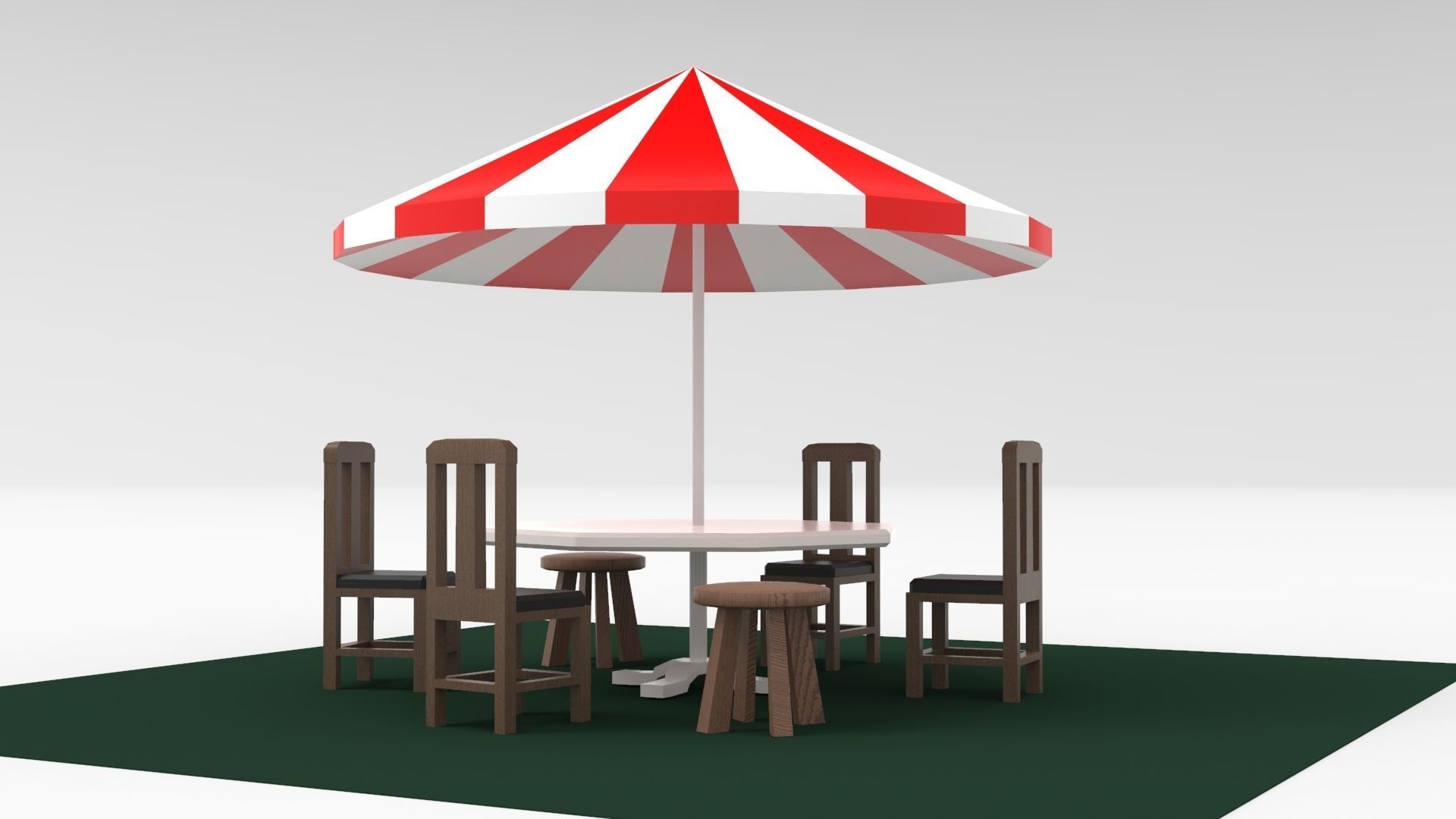 Beach umbrella and  seat 3D print model_6