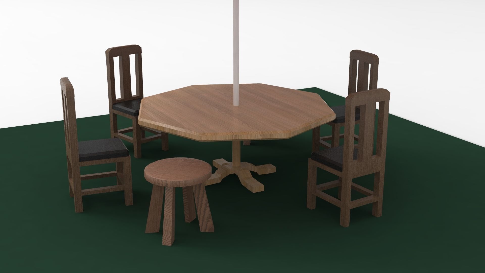 Beach umbrella and  seat 3D print model_8