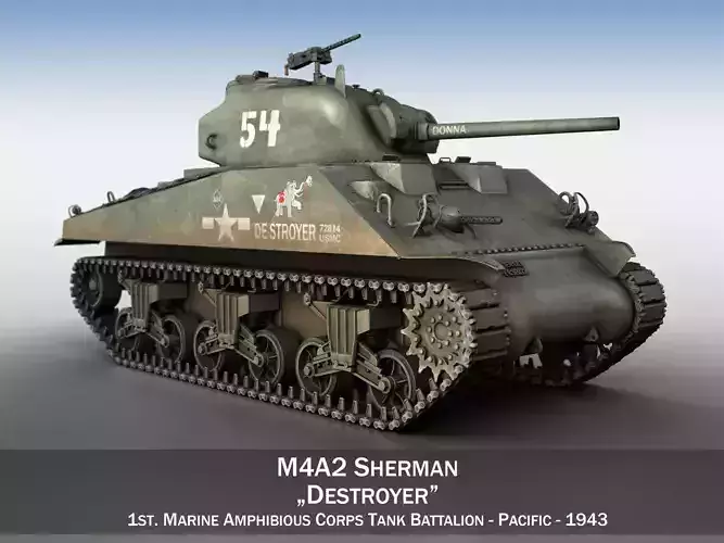 M4A2 Sherman - Destroyer 3D model
