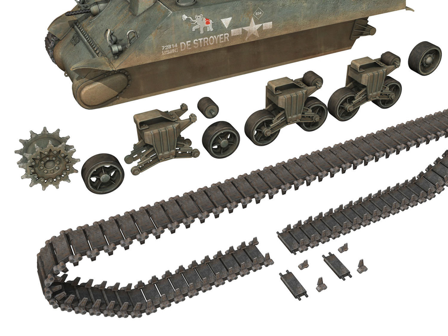 M4A2 Sherman - Destroyer 3D model_9