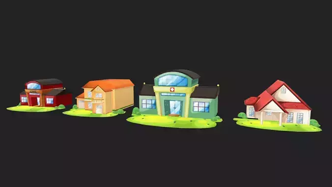 Cartoon Village house Buildings