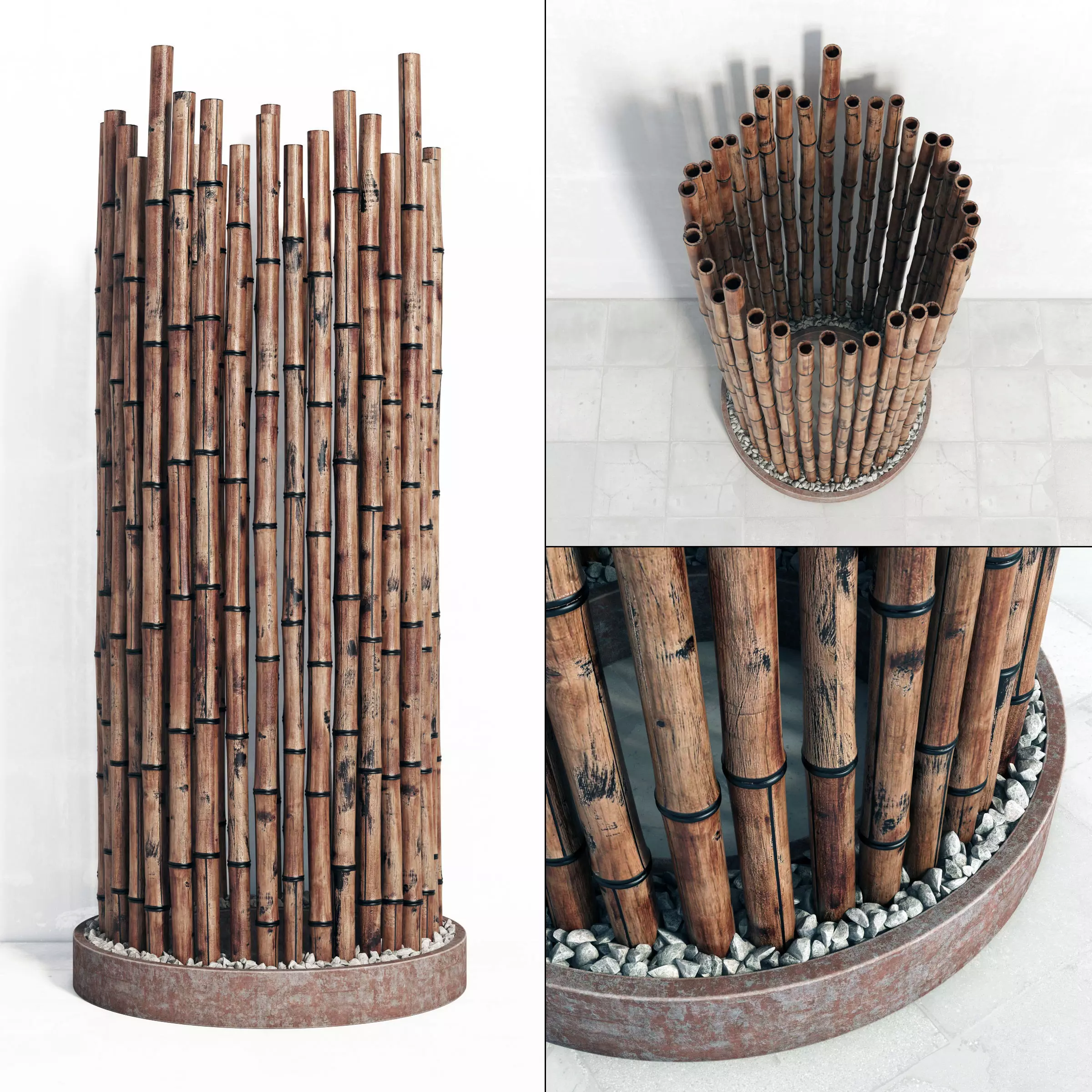 Bamboo decor ring fundament 3D model