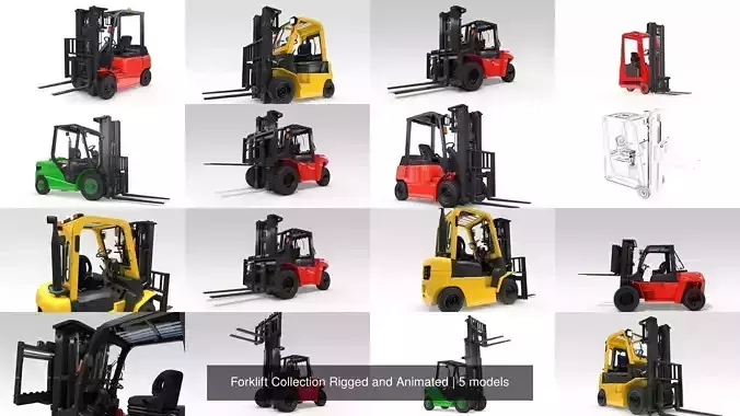 Forklift Collection Rigged and Animated 