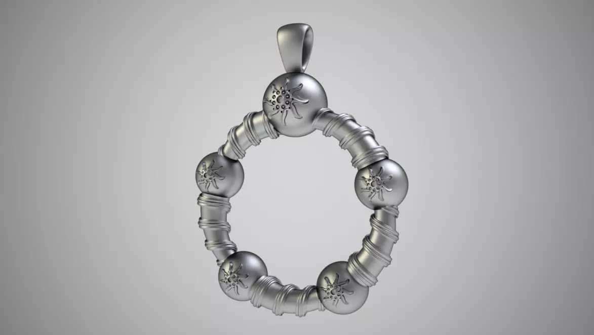 Sun Embossed Circle Necklace 3D print model