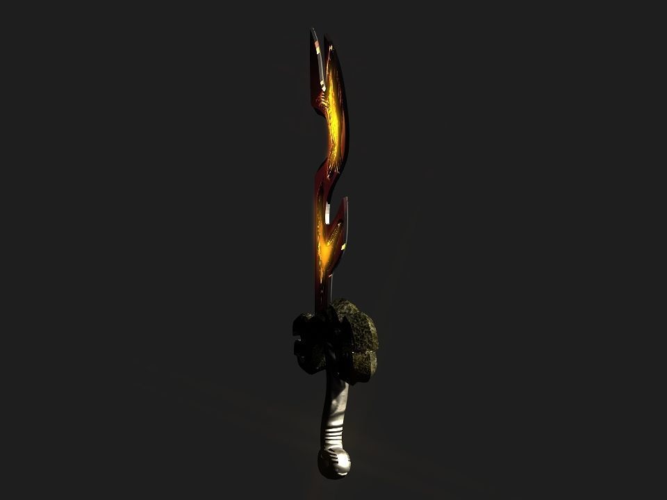 Fantasy beast flame sword Low-poly 3D model_20