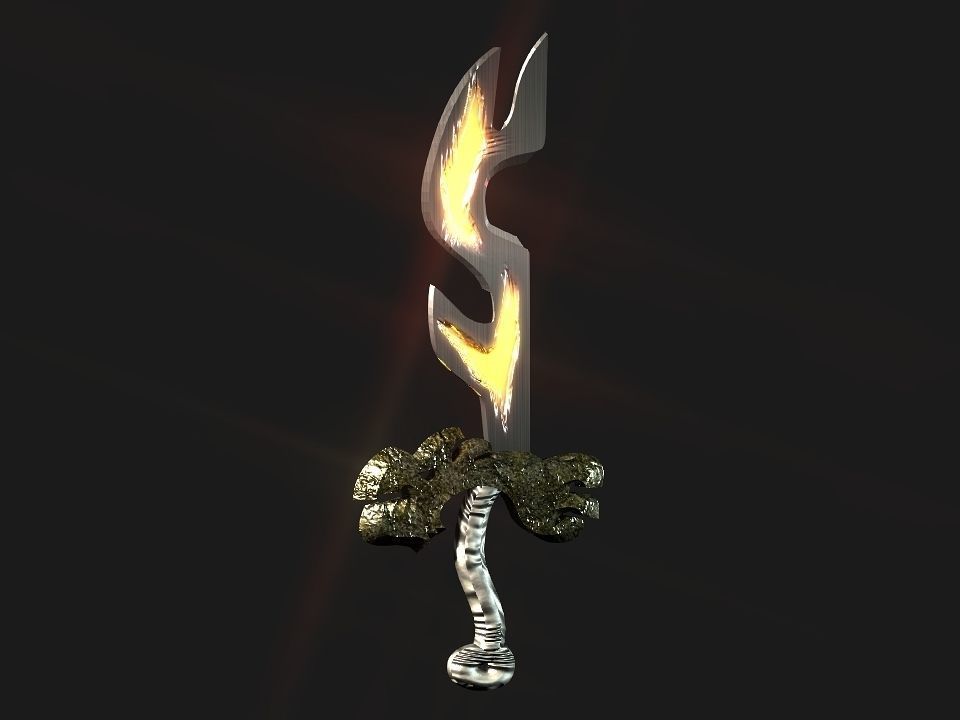 Fantasy beast flame sword Low-poly 3D model_24