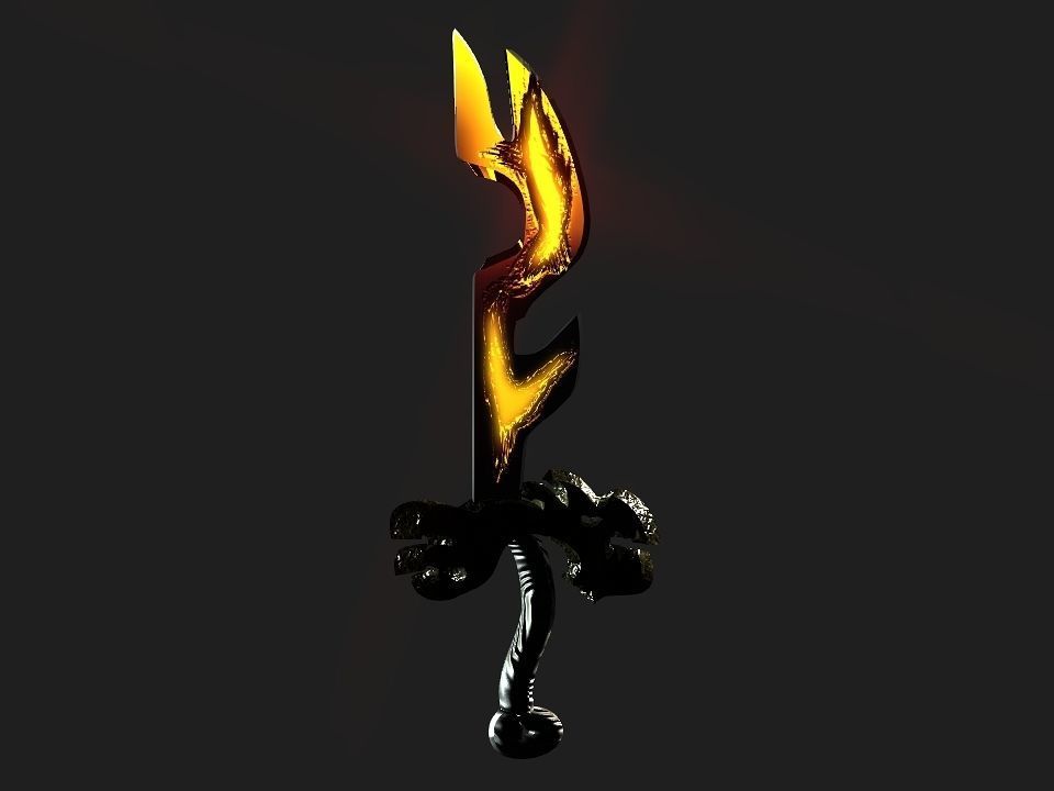 Fantasy beast flame sword Low-poly 3D model_9