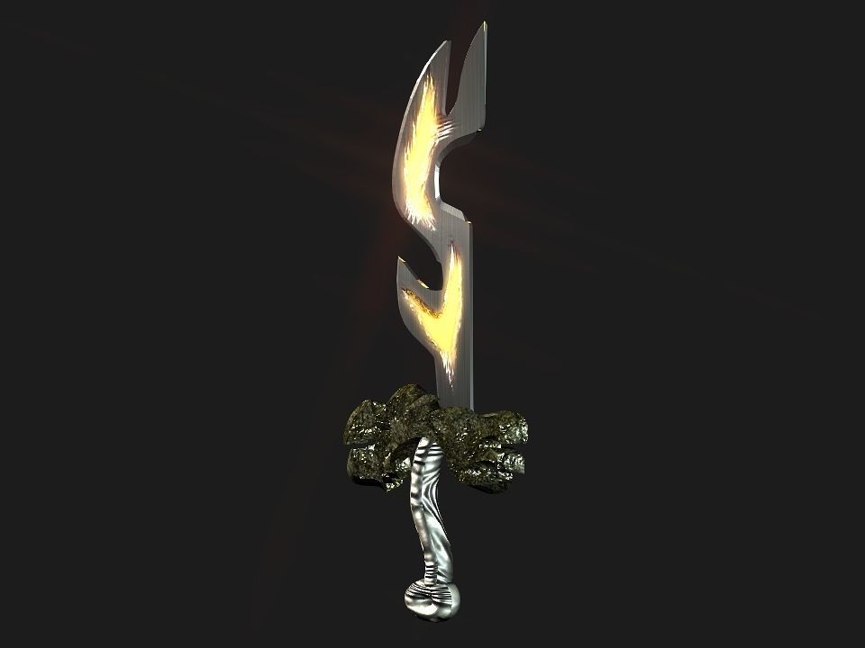 Fantasy beast flame sword Low-poly 3D model_35