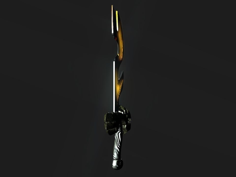 Fantasy beast flame sword Low-poly 3D model_5