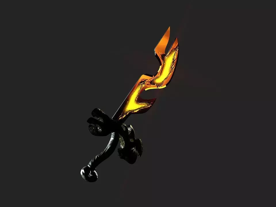 Fantasy beast flame sword Low-poly 3D model_0