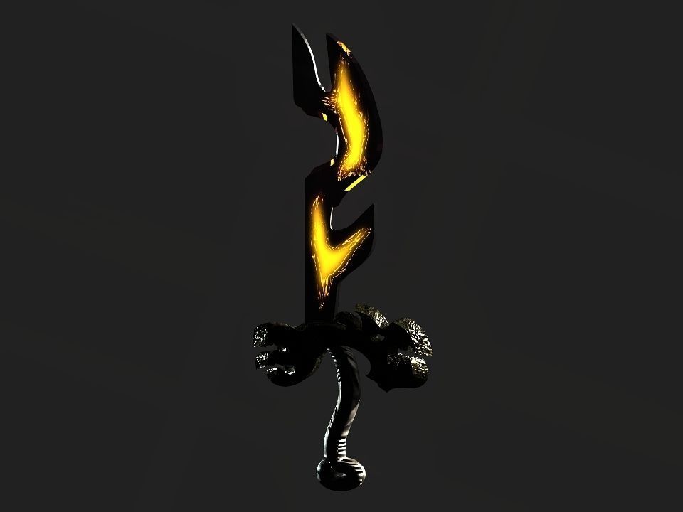 Fantasy beast flame sword Low-poly 3D model_12
