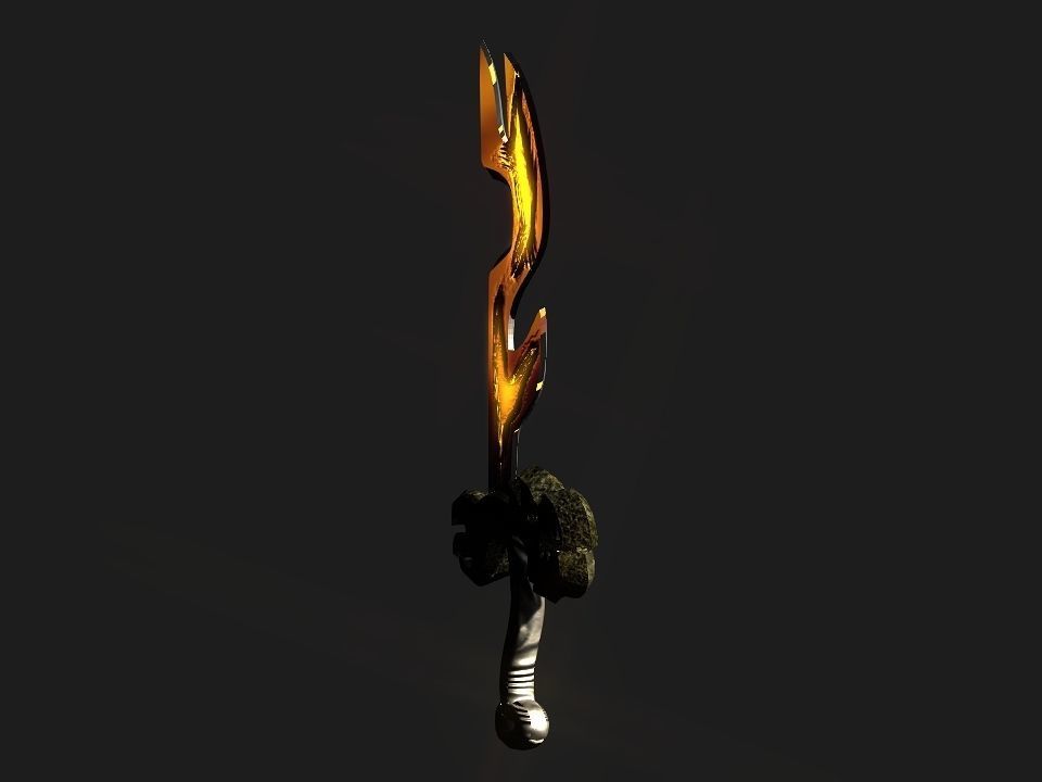 Fantasy beast flame sword Low-poly 3D model_19