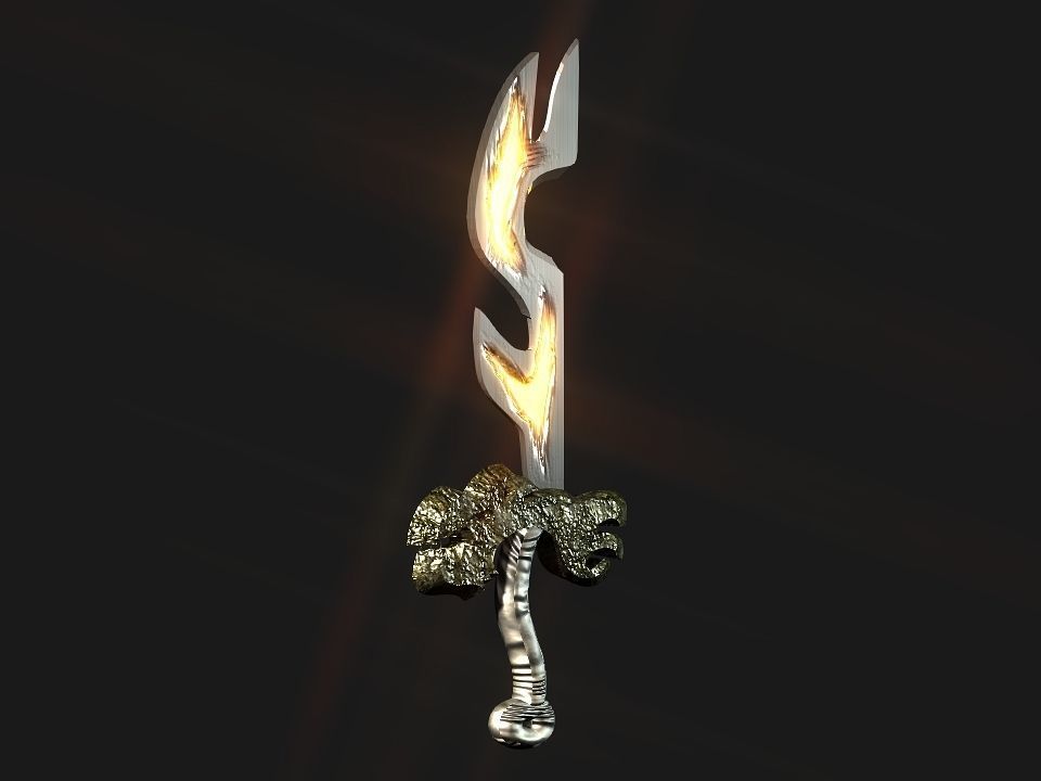 Fantasy beast flame sword Low-poly 3D model_2