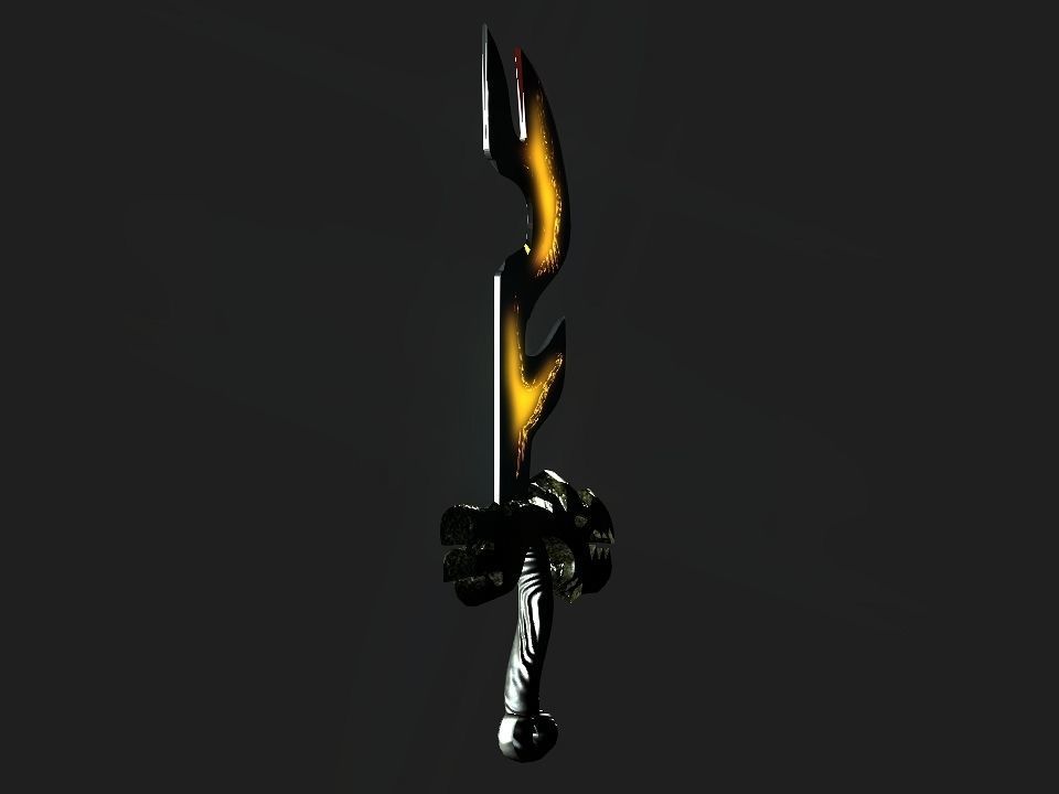 Fantasy beast flame sword Low-poly 3D model_6