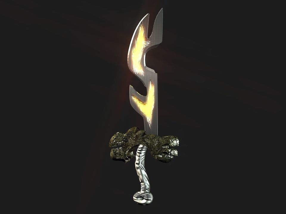 Fantasy beast flame sword Low-poly 3D model_34