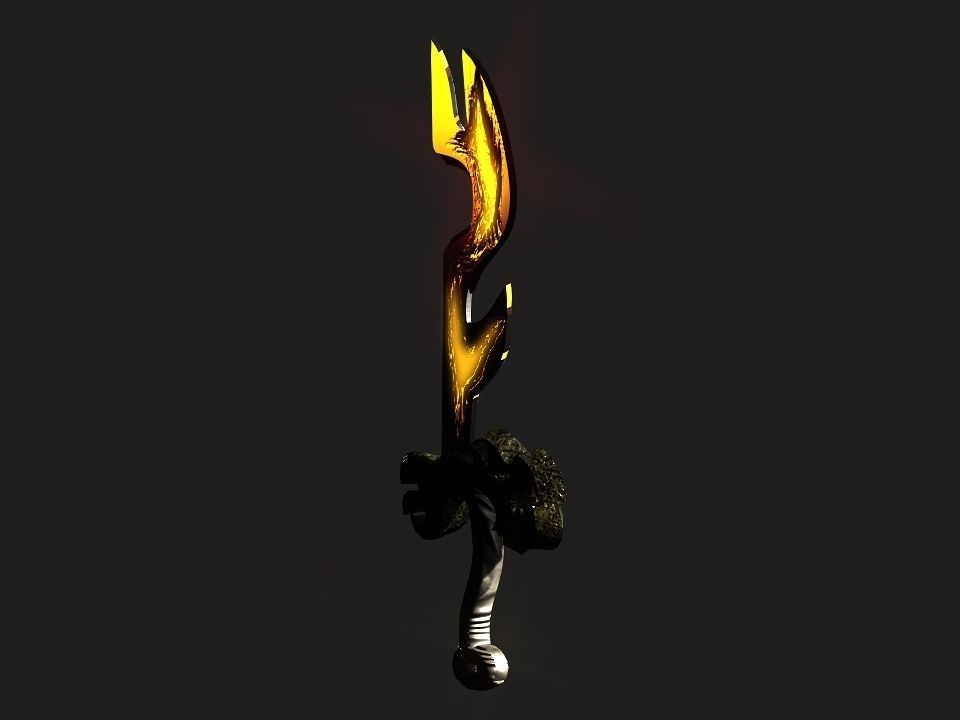 Fantasy beast flame sword Low-poly 3D model_17