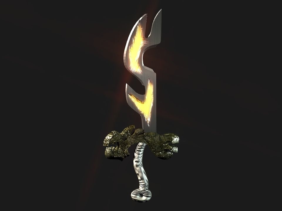 Fantasy beast flame sword Low-poly 3D model_32