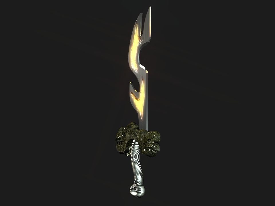 Fantasy beast flame sword Low-poly 3D model_36