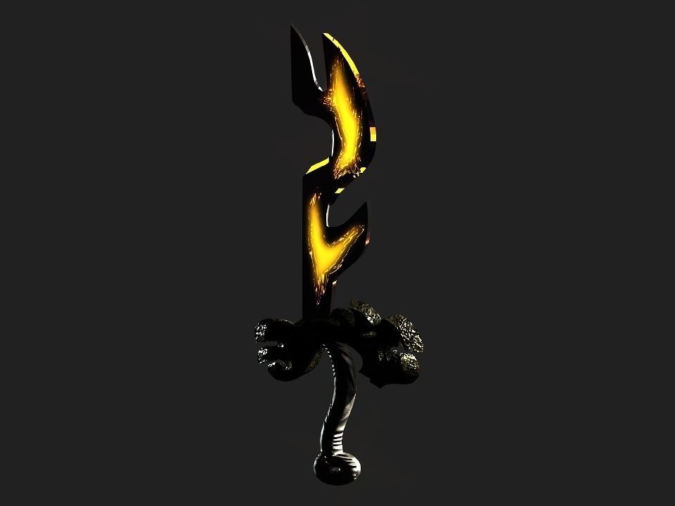 Fantasy beast flame sword Low-poly 3D model_14