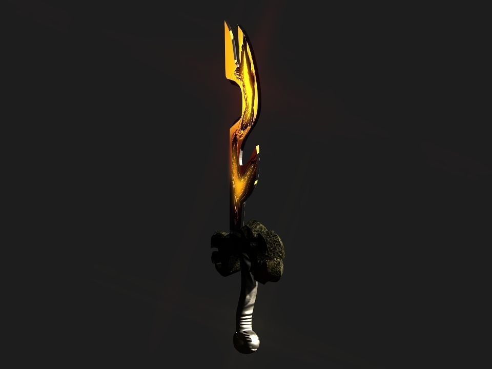 Fantasy beast flame sword Low-poly 3D model_18